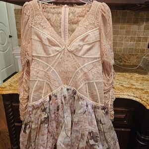 Zimmermann Pink and Floral Long Sleeve Dress